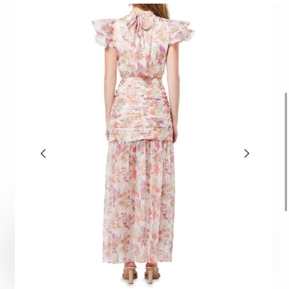 elliatt regale high neck ruched ruffle shoulders floral maxi dress size small - Picture 5 of 11